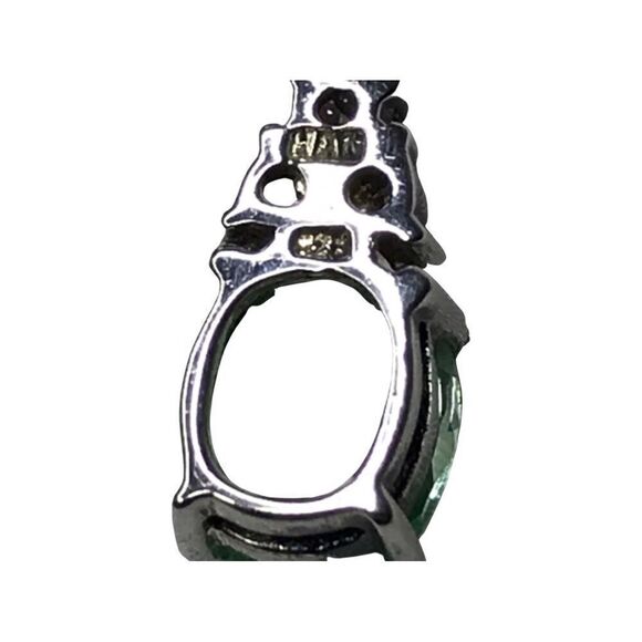 Sterling Silver Green Ice Pink CZ Ring (Size 8), 18”Necklace, Earrings Set - Picture 15 of 16